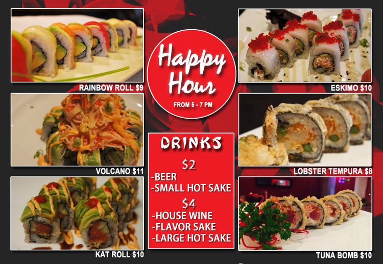 happy hour 7pm sushi avenue 5pm march